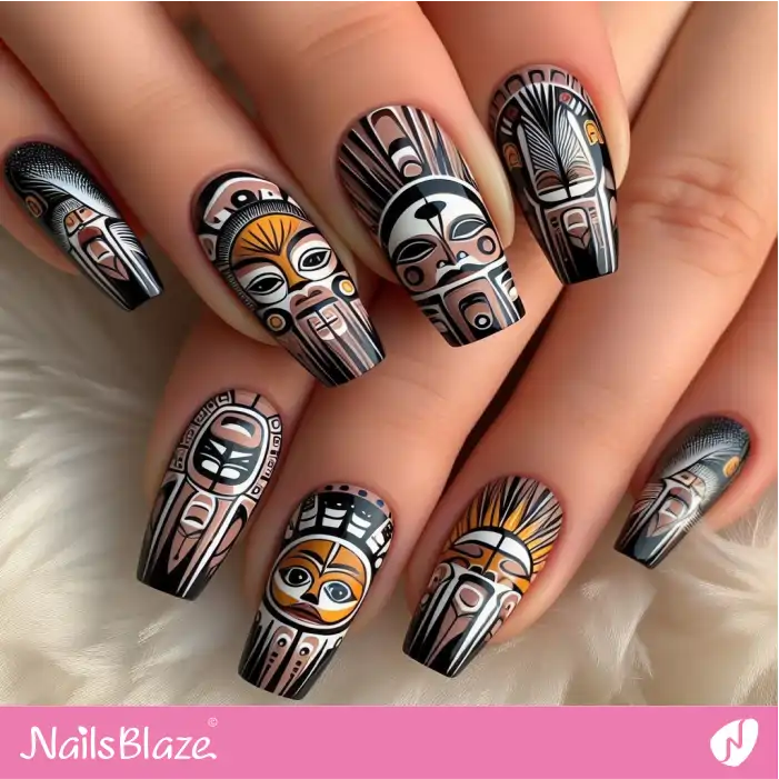 Sun Face Nail Art | Tribal - NB1835